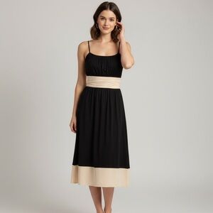 Jones New York Empire Waist Y2K Stretch Rouched & Pleated Midi‎ Dress